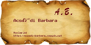 Acsádi Barbara névjegykártya